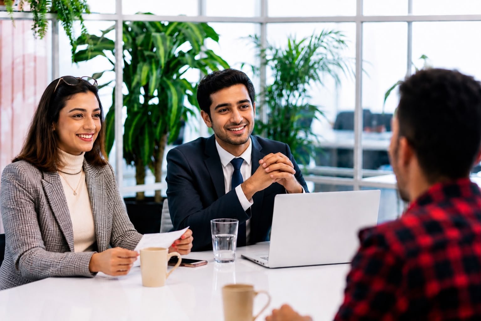 Financial professionals discussing an investment strategy with a client